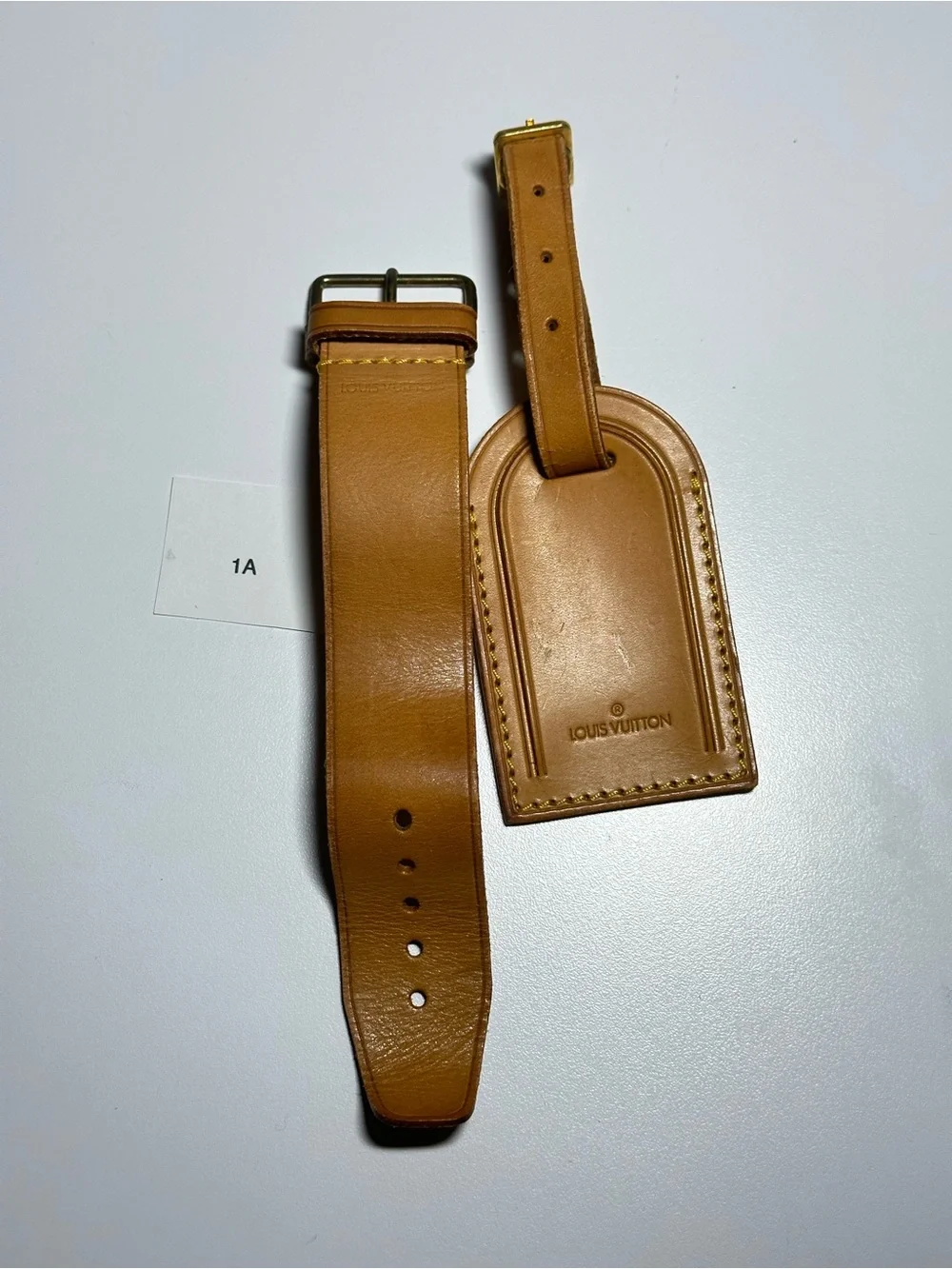 Louis Vuitton Cognac Tan Leather Luggage Tag and Strap
